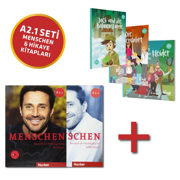 Menschen A2.1 Kursbuch ve Arbeitsbuch + A2.1 Almanca Hikaye Kitapları
