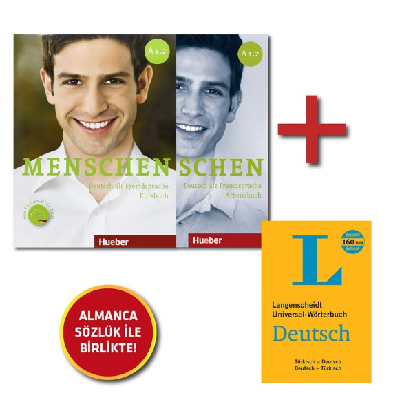 Menschen A1.2 Kursbuch ve Arbeitsbuch + Langenscheidt Almanca Sözlük
