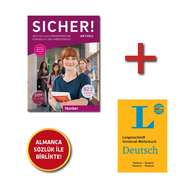 Sicher Aktuell B2.2 Kursbuch ve Arbeitsbuch Tek Kitap + Langenscheidt Almanca Sözlük