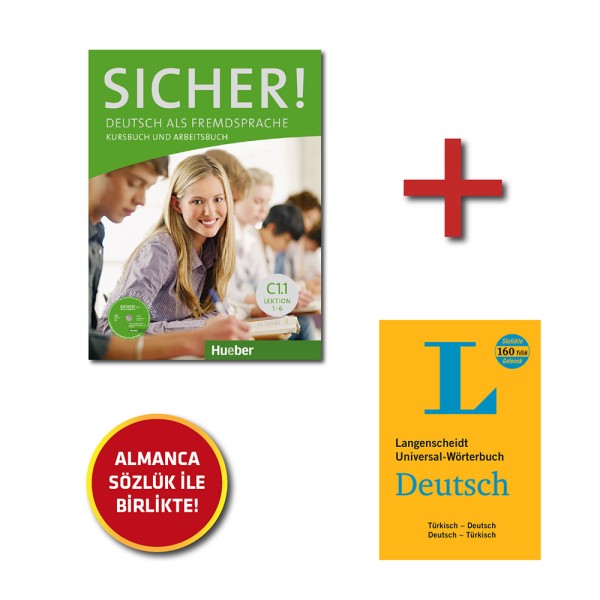 Sicher C1.1 Kursbuch ve Arbeitsbuch Tek Kitap + Langenscheidt Almanca Sözlük